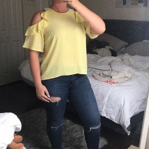 NWT The Limited Yellow Cold Shoulder Top